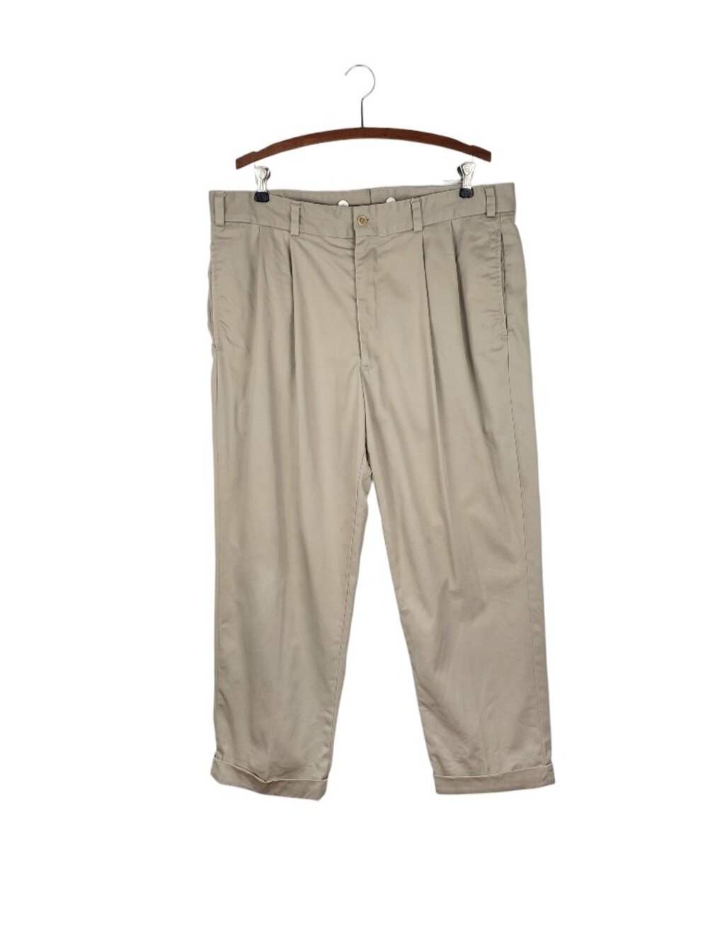 Bill’s Khakis Pleat Front Cuffed Chino Pants Y-Back Suspender Buttons Mens 36 Bi